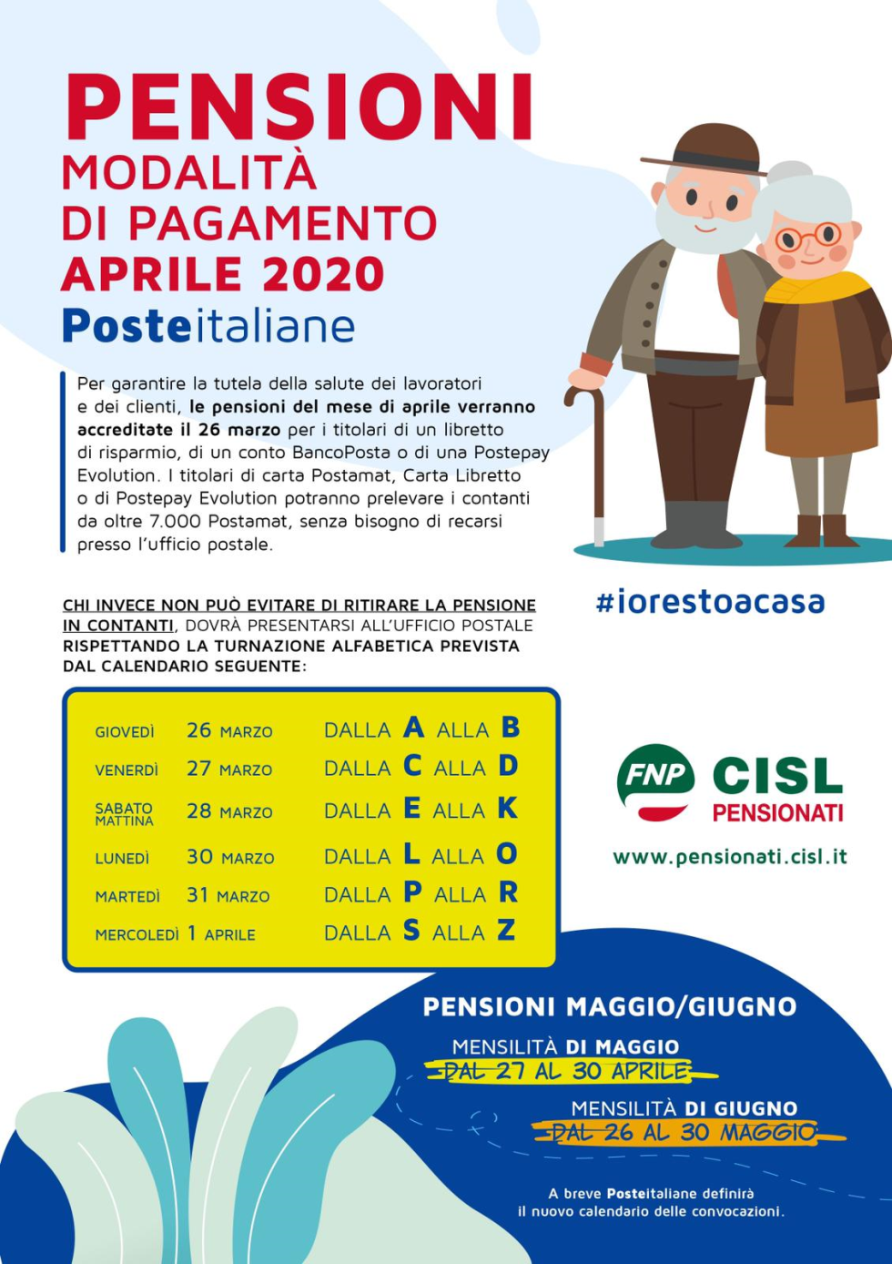 Pensioni, le modalità di pagamento della mensilità di aprile 2020