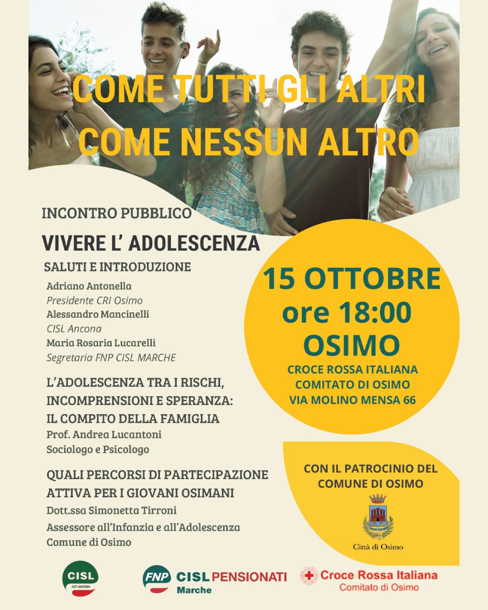 L'adolescenza tra rischi e speranza: incontro pubblico a Osimo