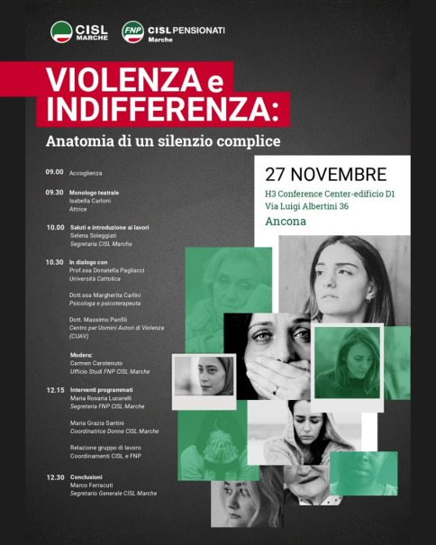 La FNP CISL Marche e la CISL Marche contro l'ombra della violenza e dell'Indifferenza