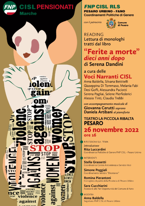 Ferite a morte, dieci anni dopo. Live reading e tavola rotonda al Teatro La Piccola Ribalta di Pesaro